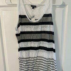 Express Women's Striped Tank Top - Black and Gray